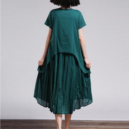 Green Women Casual Maxi Long Dress ..