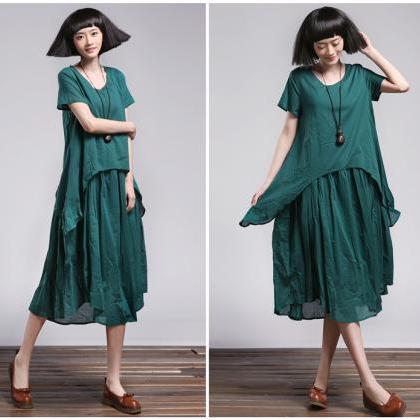 Green Women Casual Maxi Long Dress ..