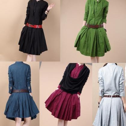5 Colors Women Shirt Skirt Casual L..