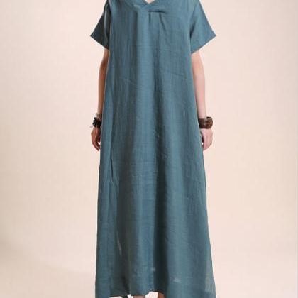 Summer maxi dress Loose linen Short..