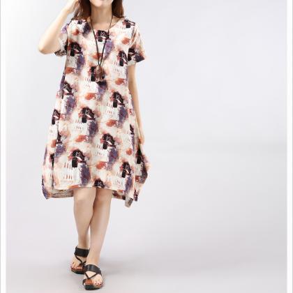 Asymmetric Summer Skirt Loose Flora..