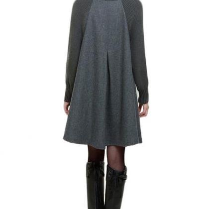 Turtleneck Knitted Wool Button-down..