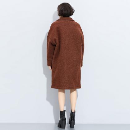 Open-front Long Wool Winter Coat Ou..