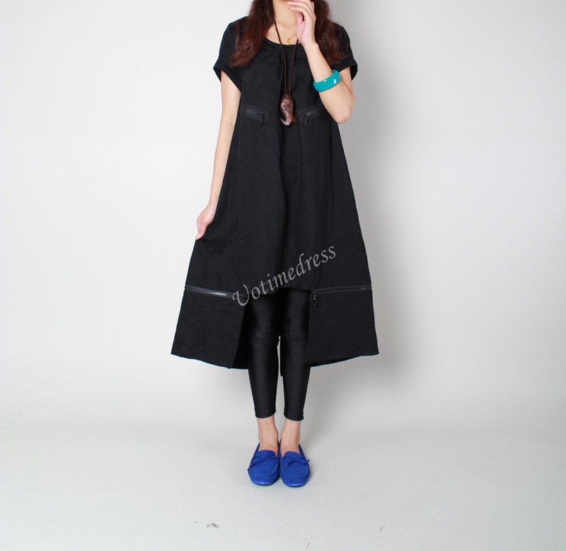 Black Loose Long Dress Women Stereoscopic Detachable Dress 