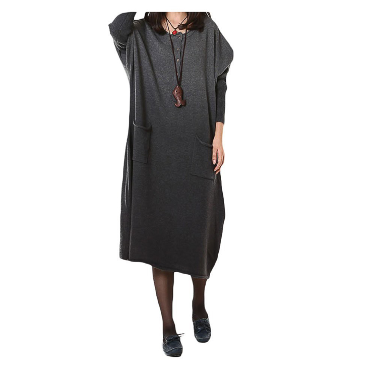  Women's Long Gradient Knit Sweater Pullover Dresses 