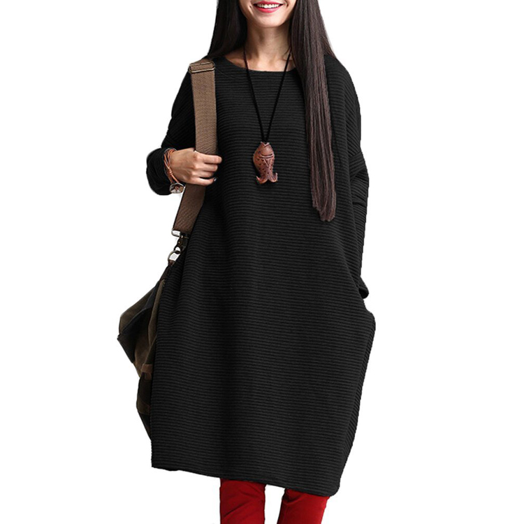 Women's New Color Stitching Cotton Batwing Dress