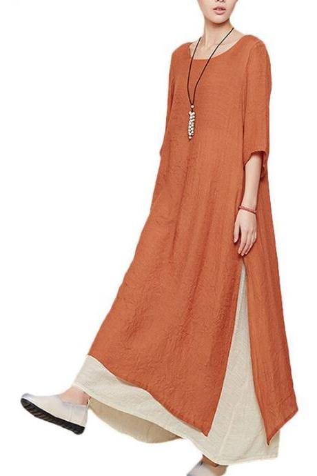 Women's Summer New Short Sleeve Two Layers Maxi Dresses